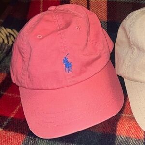 Polo by Ralph Lauren Pink Baseball Cap with Blue Pony Logo